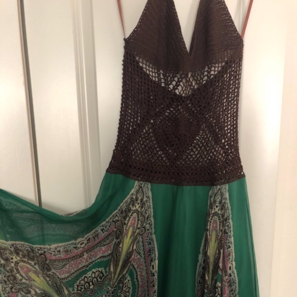 BCBG Max Azria silk & crochet dress
